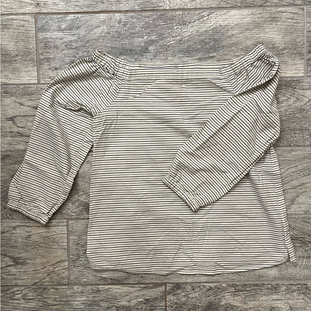 Madewell Off-the-Shoulder Striped Tunic in White and Black